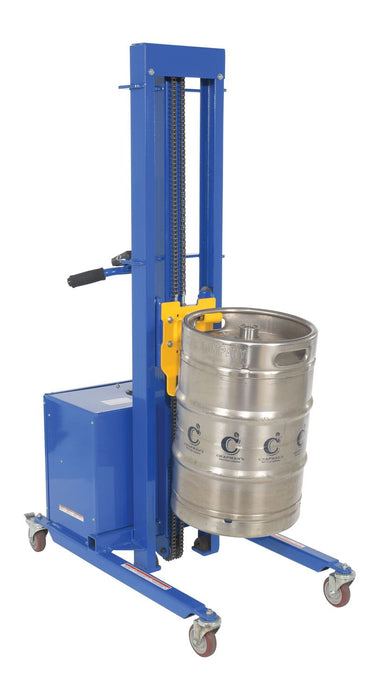 Vestil PEL-400S-57-D3-KEG Steel Quick Lift DC Powered Keg Lift 57 in. Raised Height 400 lb. Capacity