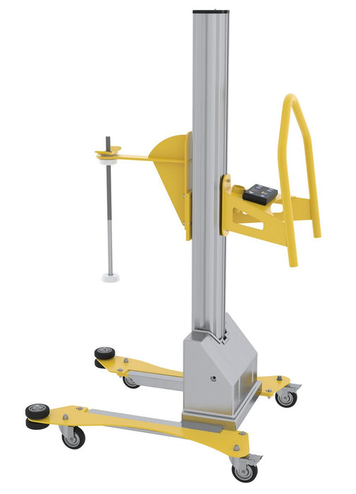 Vestil PEL-88A-D3-SWA Aluminum Quick Lift DC Powered Pallet Stretch Wrap Machine 72 in. Maximum Wrap Length Yellow