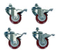 Vestil PLC-CK Polyurethane Pail Lid Closing Press Caster Kit 3 in. x 1-1/4 in. Red