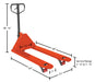 Vestil PM5-2748-OR steel full featured pallet truck dimensions diagram