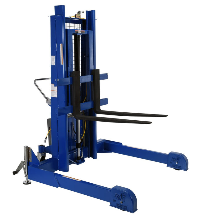 Vestil PMPS-50-DC Steel Pallet Master/Server Stacker 12 Volt DC Powered 50 in. Raised Height 4,000 lb. Capacity Blue