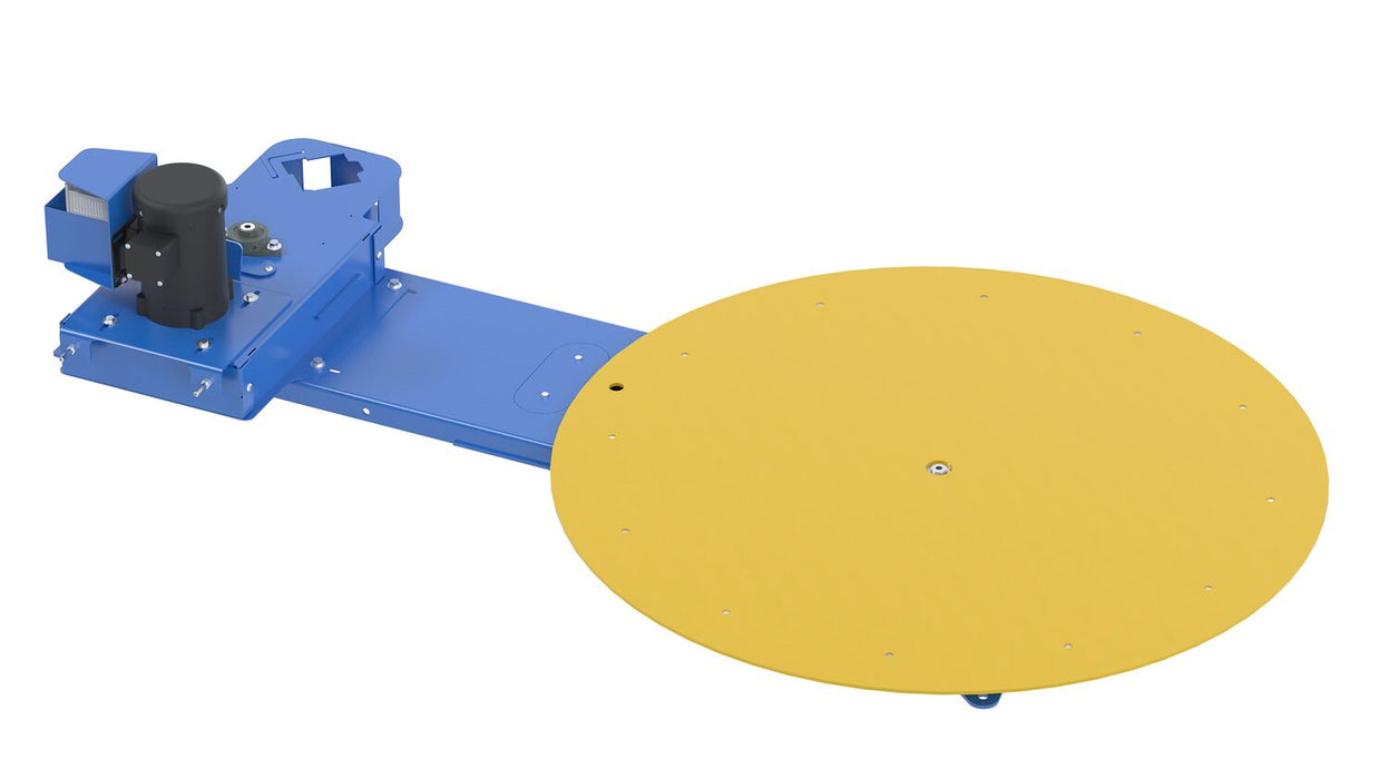 Vestil POW-CAR-50 Steel Low Profile Powered Carousel 50 in. Table Diameter 4,000 lb. Capacity Blue / Yellow