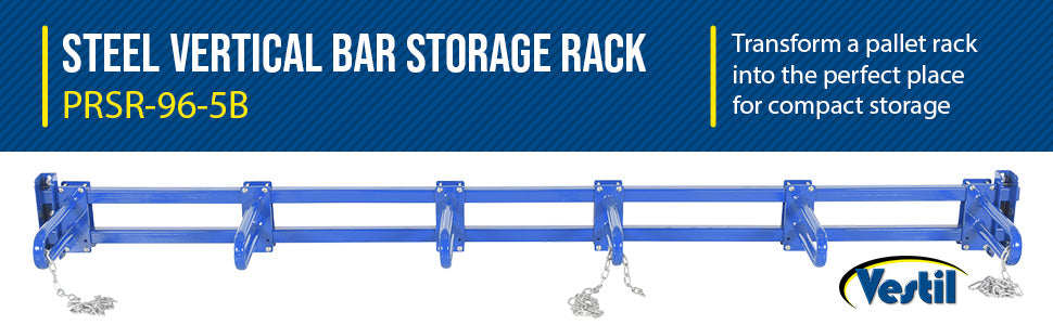 Vestil PRSR-96-5B steel vertical bar storage rack feature overview 2