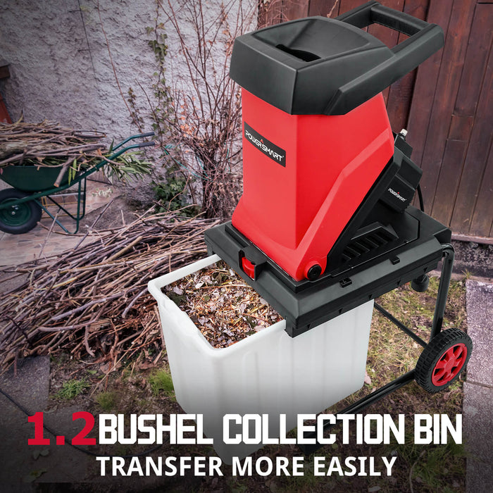 PowerSmart 15Amp Electric Wood Chipper Leaf Mulcher w/ Collection Bin PS12A