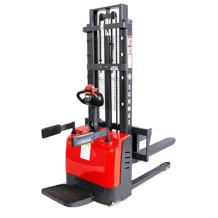 SUNMAX PS3300FE-3M — PS3300FE-3M Electric Pallet Stacker — 3,300 lb Capacity, 118" Lifting Height, Op