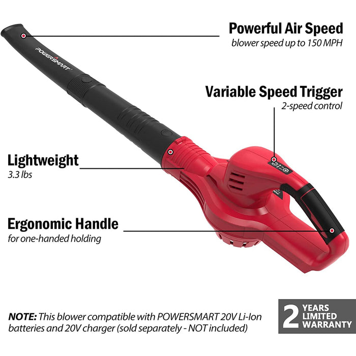 PowerSmart 20V Cordless Leaf Blower Tool Only PS76102
