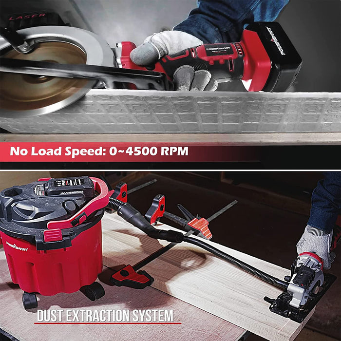 PowerSmart 20V Mini Circular Saw Cordless with 4.0Ah Battery and Charger PS76138A