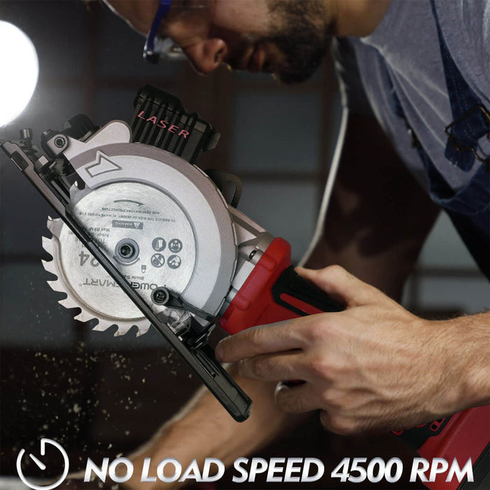 PowerSmart 20V Mini Circular Saw Cordless with 4.0Ah Battery and Charger PS76138A