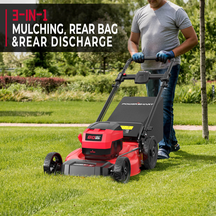 PowerSmart 80V 21" Cordless Push Lawn Mower w/ Battery & Charger PS76821
