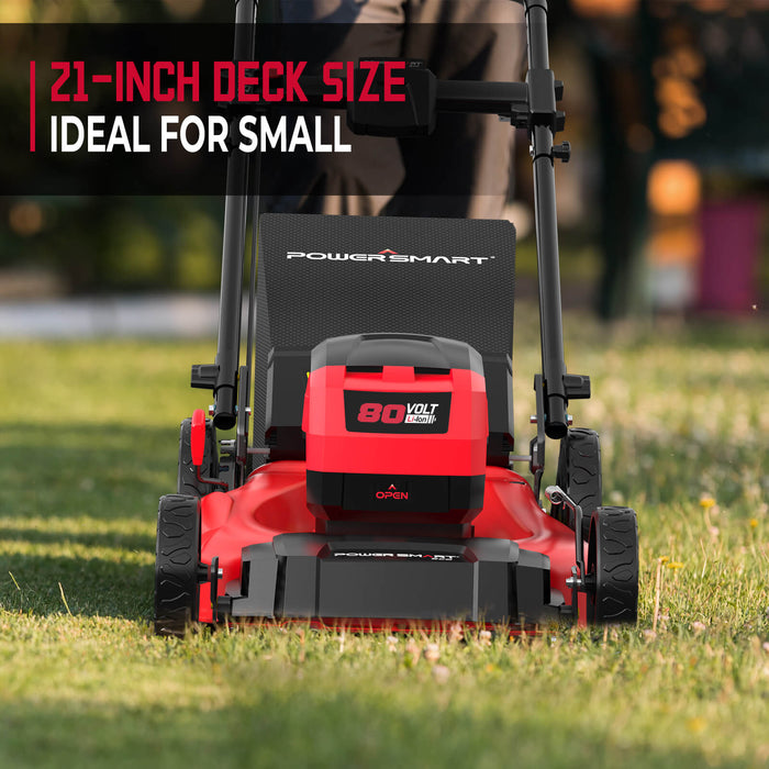 PowerSmart 80V 21" Cordless Push Lawn Mower w/ Battery & Charger PS76821