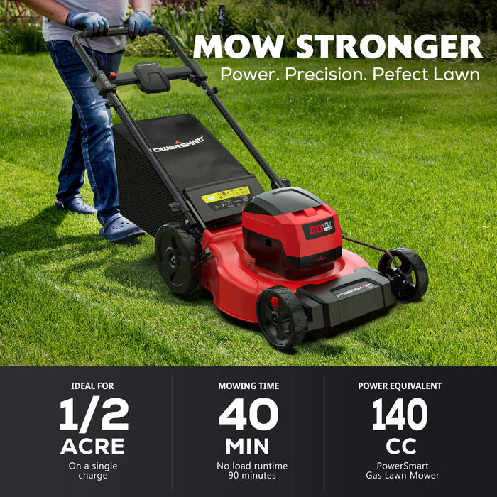 PowerSmart 80V 21" Cordless Push Lawn Mower w/ Battery & Charger PS76821