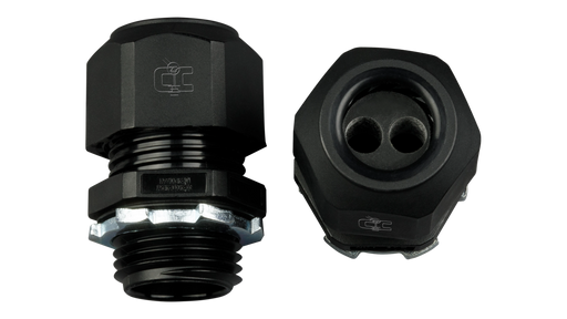 Heyco PV Wire 1/2" Dual Entry Gland, 4 Pack, Accepts 6mm Diameter PV Cable, IP68 Liquid Tight Cordgrip with Lock Nut, UL Listed - Urban Supply Inc