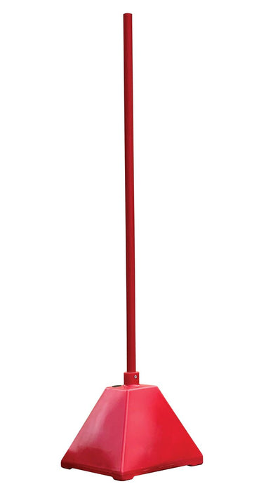 Vestil PYSB-R Low Density Polyethylene Plastic Pyramid Sign Base with Steel Pole 22 in. x 22 in. x 98 in. Red