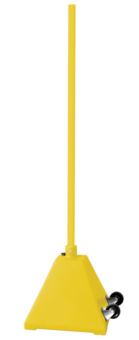 Vestil PYSB-W-Y Low Density Polyethylene Plastic Pyramid Sign Base with Steel Pole and Wheels 22 in. x 22 in. x 98 in. Yellow