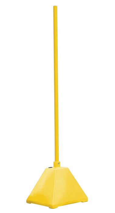 Vestil PYSB-Y Low Density Polyethylene Plastic Pyramid Sign Base with Steel Pole 22 in. x 22 in. x 98 in. Yellow