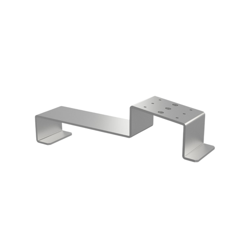 Pegasus Solar - Tile Conduit Mount - Mill - Pegasus Tile Conduit Mount in mill finish aluminum for tile roofs, featuring a raised platform with multiple holes for secure solar conduit attachment.