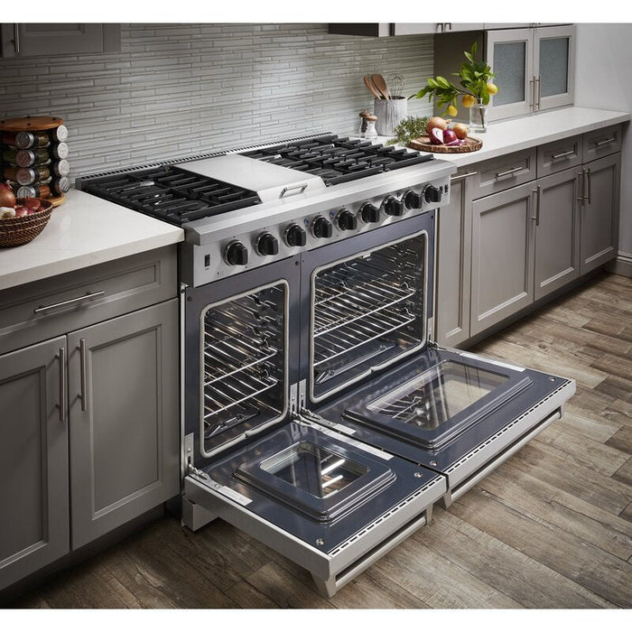 Thor Kitchen 48 in. 6.8 cu. ft. Double Oven Propane Gas Range in Stainless Steel, LRG4807ULP Thor Kitchen