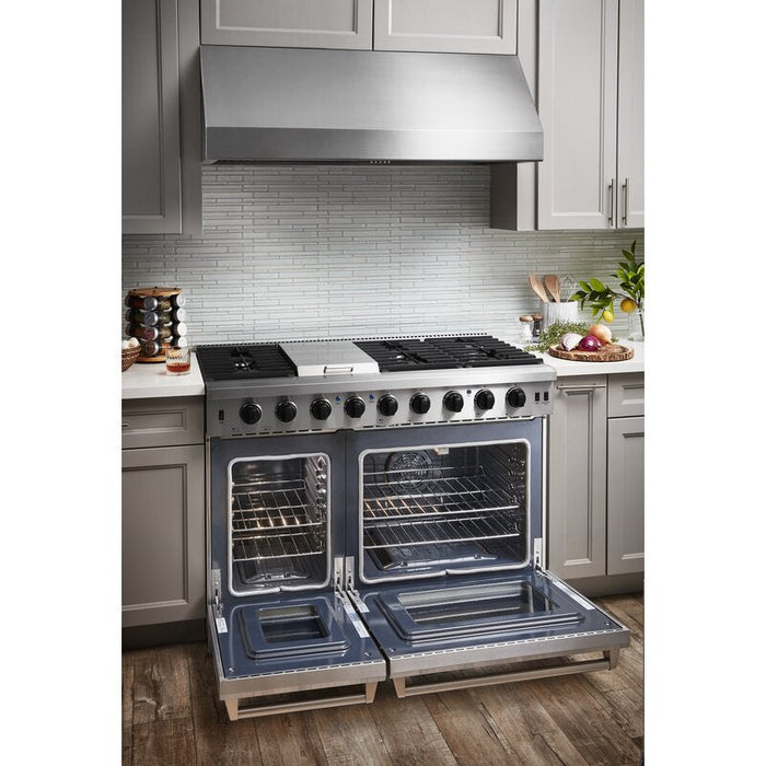 Thor Kitchen 48 in. 6.8 cu. ft. Double Oven Propane Gas Range in Stainless Steel, LRG4807ULP Thor Kitchen