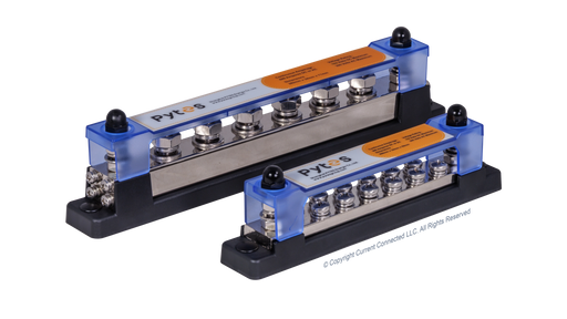 Pytes 300A and 600A busbars with covers, top view