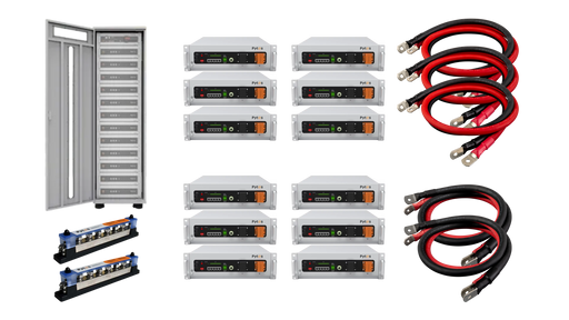 Pytes V5 61.44kWh Battery Bundle, 12x V5 Batteries and 12-Slot Rack with Connecting Components - Urban Supply Inc