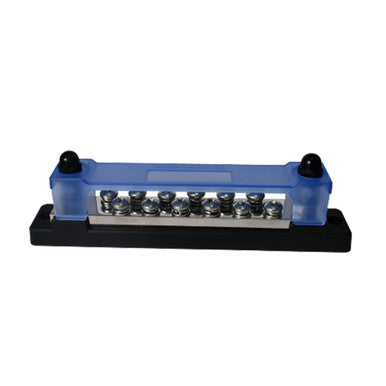 Pytes Busbar 300A with Cover 52VDC/300VAC - Pair - PYTES Energy 300A Bus Bar with Cover 52VDC/300VAC, shown with plastic cover over bussbar connection points