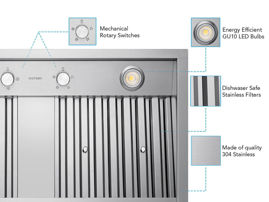 Victory Range Hoods 36 Inch 700 CFM Range Hood Insert - VICTORY Q2