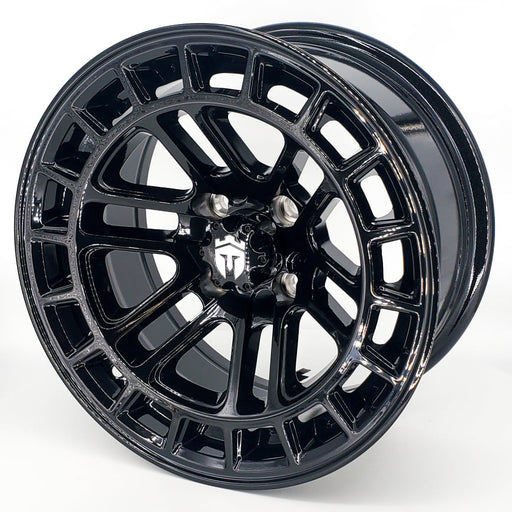 Empire Quest QGB 14x7 Gloss Black Wheel with X Comp Golf H/T Tire golf cart wheel and tire – view 2