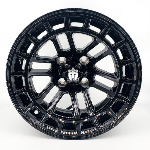 Empire Quest QGB 14x7 Gloss Black Wheel with X Comp Golf X/T Tire golf cart wheel and tire – view 2