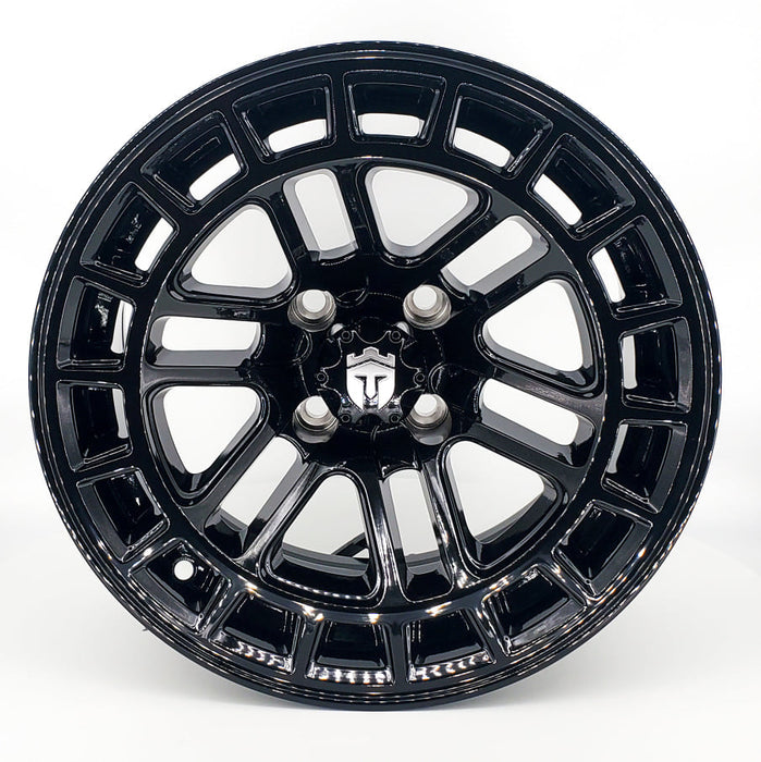 Empire Quest QGB 14x7 Gloss Black Wheel with X Comp Golf X/T Tire golf cart wheel and tire – view 2