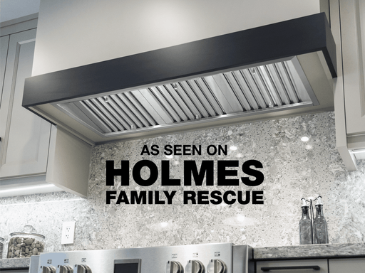 Victory Q5 range hood insert installed in custom wood hood