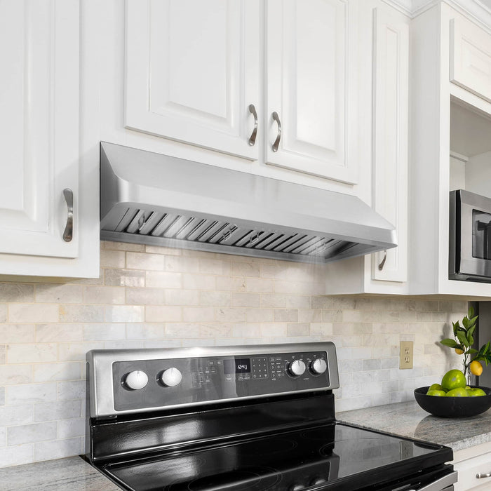 Cosmo 4-Piece Appliance Package - 36-Inch Dual Fuel Range, Under Cabinet Range Hood, Dishwasher, and Refrigerator in Stainless Steel (COS-4PKG-059) Cosmo