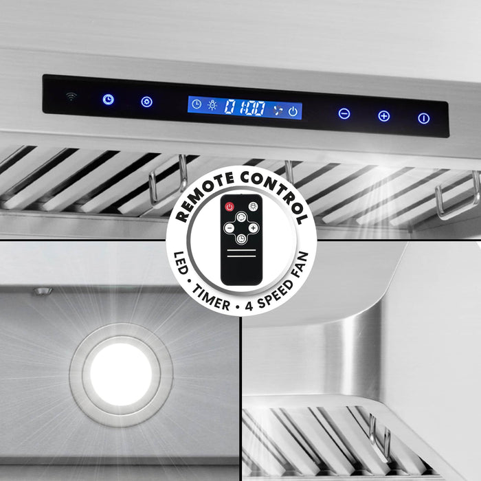 Cosmo 4-Piece Appliance Package - 30-Inch Dual Fuel Range, Under Cabinet Range Hood, Dishwasher and Refrigerator in Stainless Steel (COS-4PKG-007) Cosmo