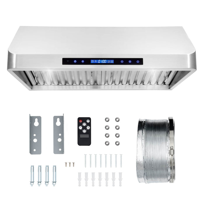 Cosmo 4-Piece Appliance Package - 30-Inch Dual Fuel Range, Under Cabinet Range Hood, Dishwasher and Refrigerator in Stainless Steel (COS-4PKG-152) Cosmo