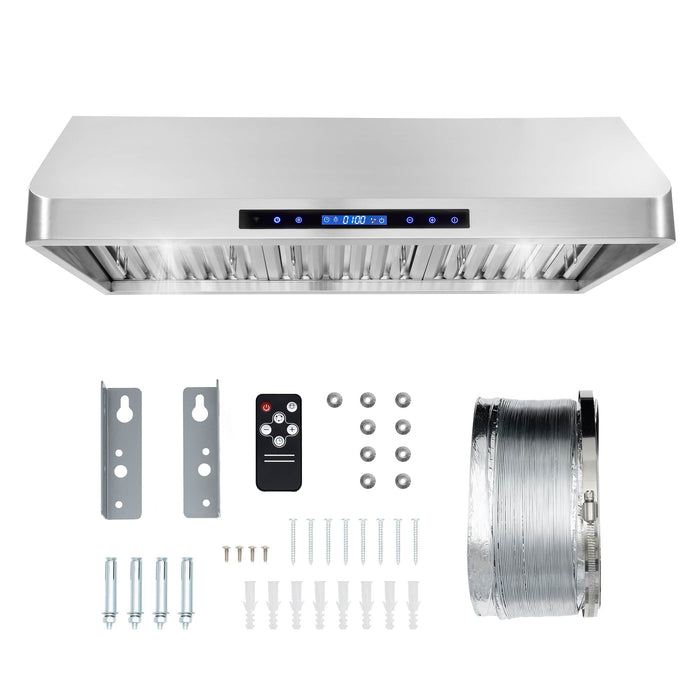Cosmo 4-Piece Appliance Package - 36-Inch Dual Fuel Range, Under Cabinet Range Hood, Dishwasher and Refrigerator in Stainless Steel (COS-4PKG-004) Cosmo