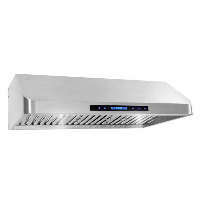 Cosmo 4-Piece Appliance Package - 36-Inch Dual Fuel Range, Under Cabinet Range Hood, Dishwasher and Refrigerator in Stainless Steel (COS-4PKG-004) Cosmo