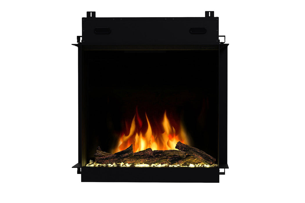 Dimplex Ignite Quest 30 inch built-in electric fireplace front view with flames