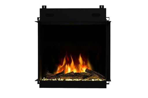 Dimplex Ignite Quest 30 inch built-in electric fireplace front view with flames