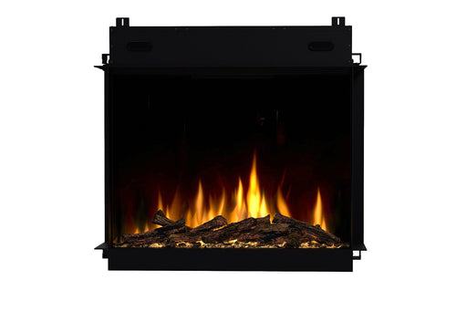 Dimplex Ignite Quest 36 inch built-in electric fireplace front view with flames