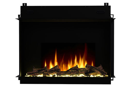 Dimplex Ignite Quest 42 inch built-in electric fireplace front view with flames