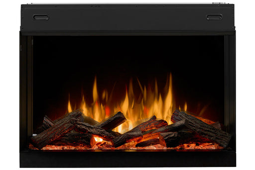Dimplex Ignite Quest 48 inch built-in electric fireplace front view with flames