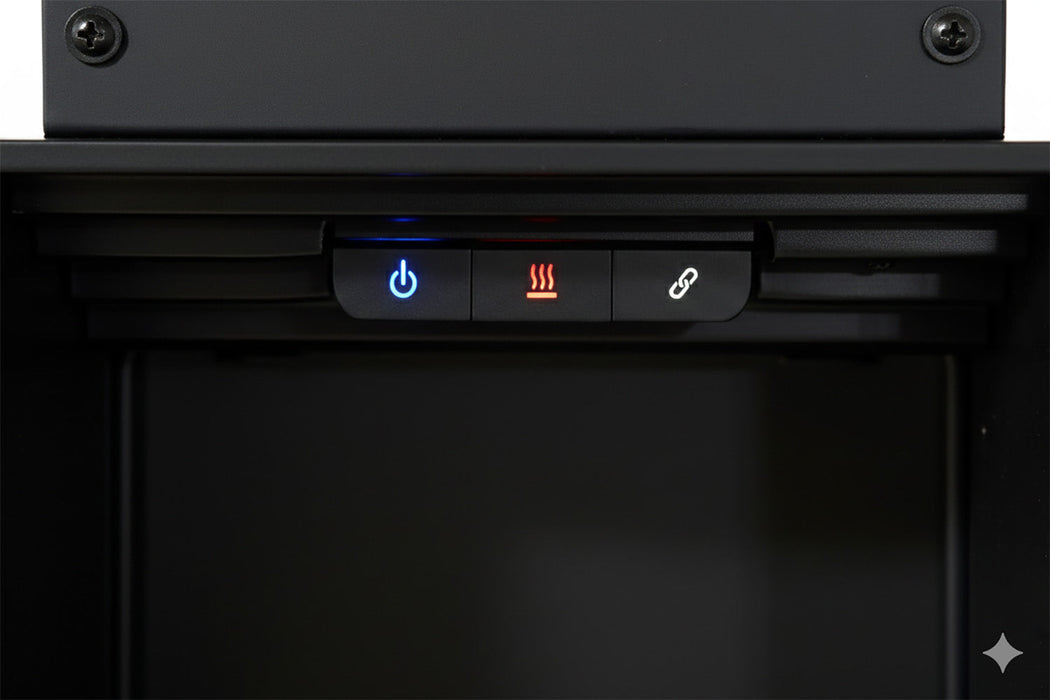 Onboard touch controls on the Dimplex Ignite Quest built-in electric fireplace