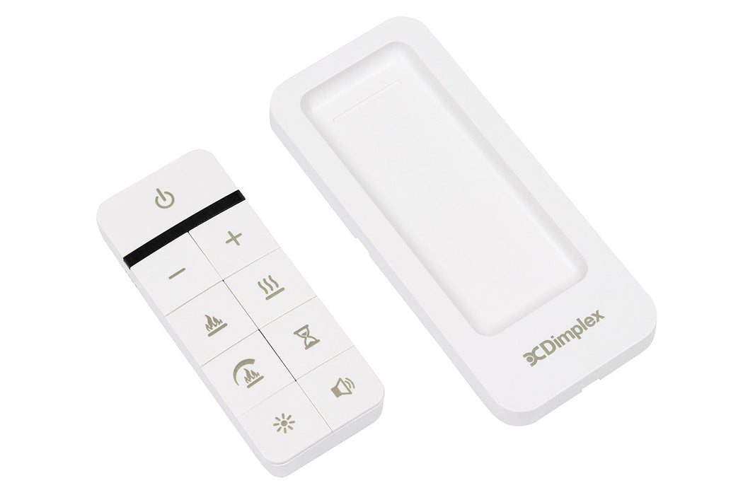Multi-function remote and wall mount included with the Dimplex Ignite Quest fireplace