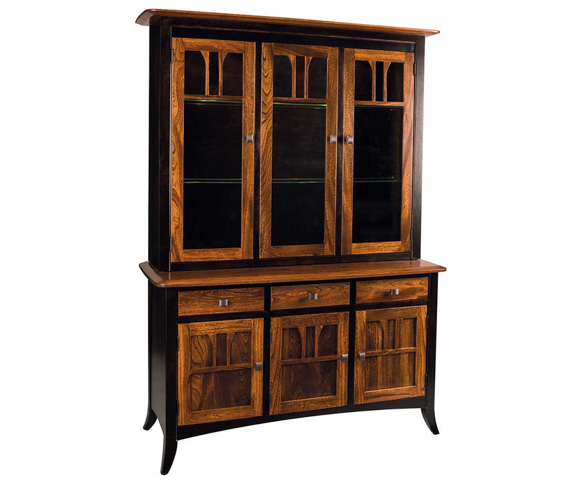 Quick Ship - Christy 3- Door Hutch & Buffet - Elm / B. Maple