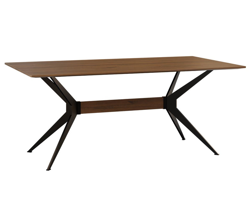 Quick Ship - Jefferson 78" Dining Table with Steel Trestle Base - B. Maple / Wormy Maple