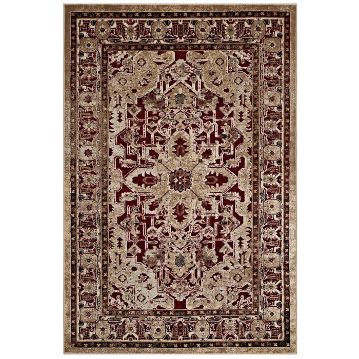 Modway Grania Ornate Vintage Floral Turkish Area Rug in Brown - Side View