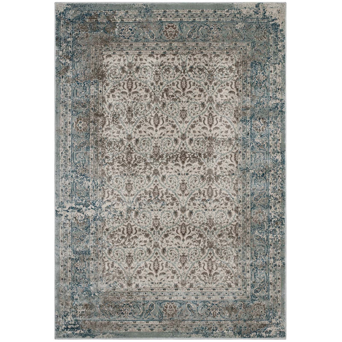 Dilys Distressed Vintage Floral Lattice Area Rug