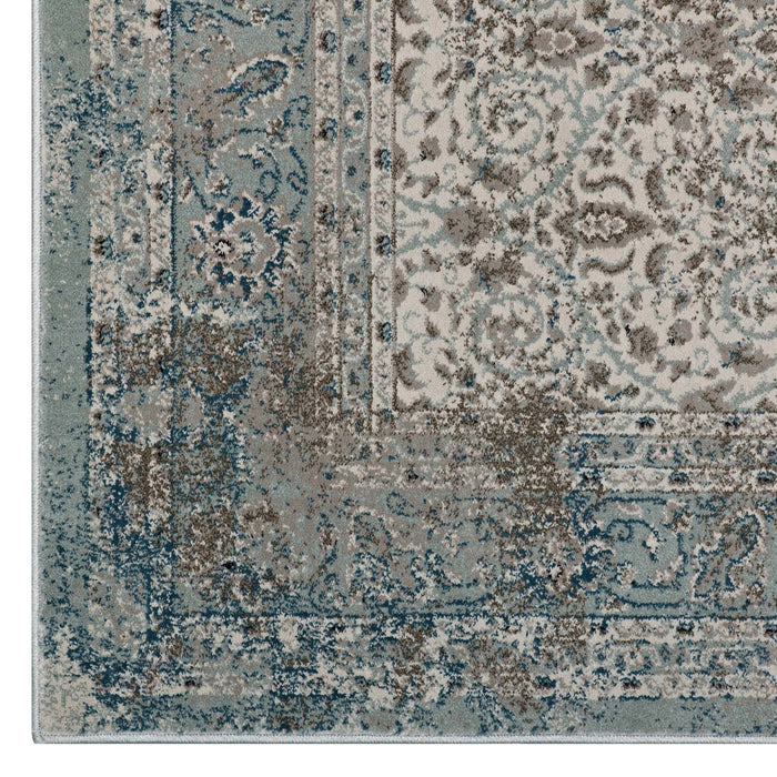 Dilys Distressed Vintage Floral Lattice Area Rug