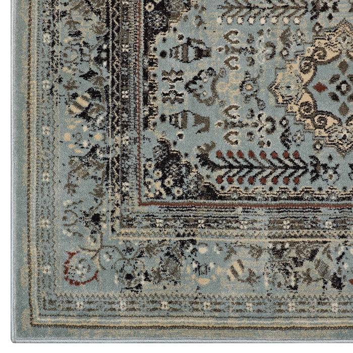 Modway Enye Distressed Vintage Floral Lattice Area Rug in Brown - Detail View
