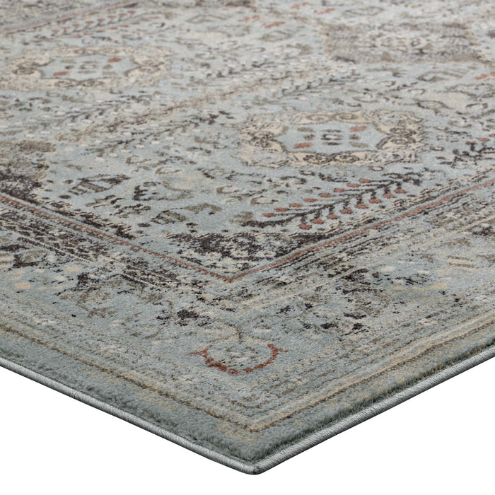 Modway Enye Distressed Vintage Floral Lattice Area Rug - Close-Up
