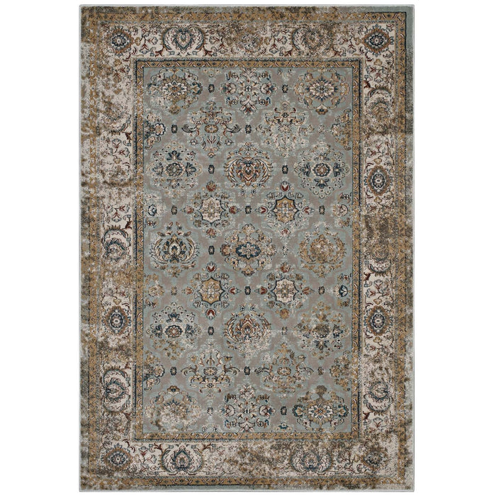 Hisa Distressed Vintage Floral Lattice Area Rug